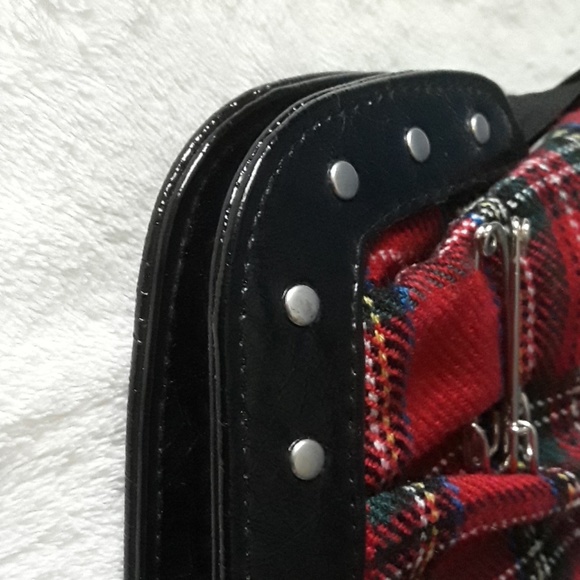 Red Tartan Clutch with Crossbody Strap - Picture 8 of 12